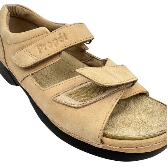Propet Tan Suede Leather Padded Orthotic Sandals Sz 8 Wide Arch Support Comfort - Picture 6 of 16